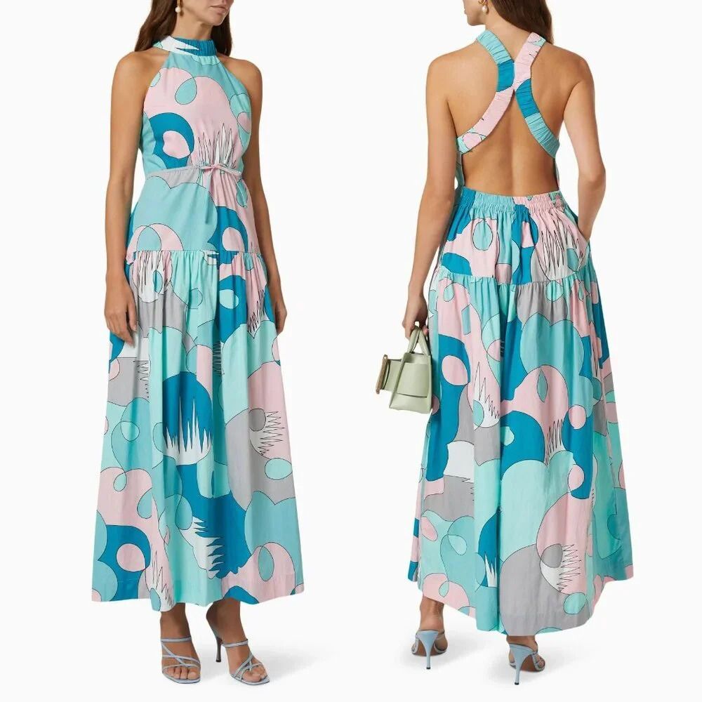 Free People SWF Highneck Cross Back Midi Dress Size Small $399 - Picture 14 of 16